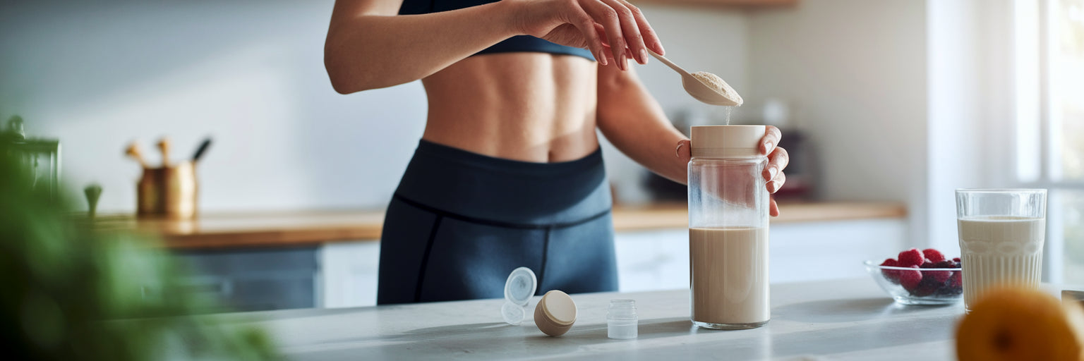 Athlete preparing a vegan protein shake