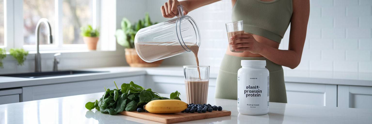 Person making a healthy protein smoothie