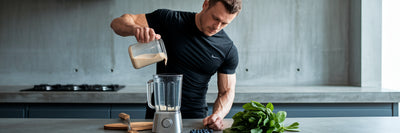 Athlete preparing a vegan protein shake