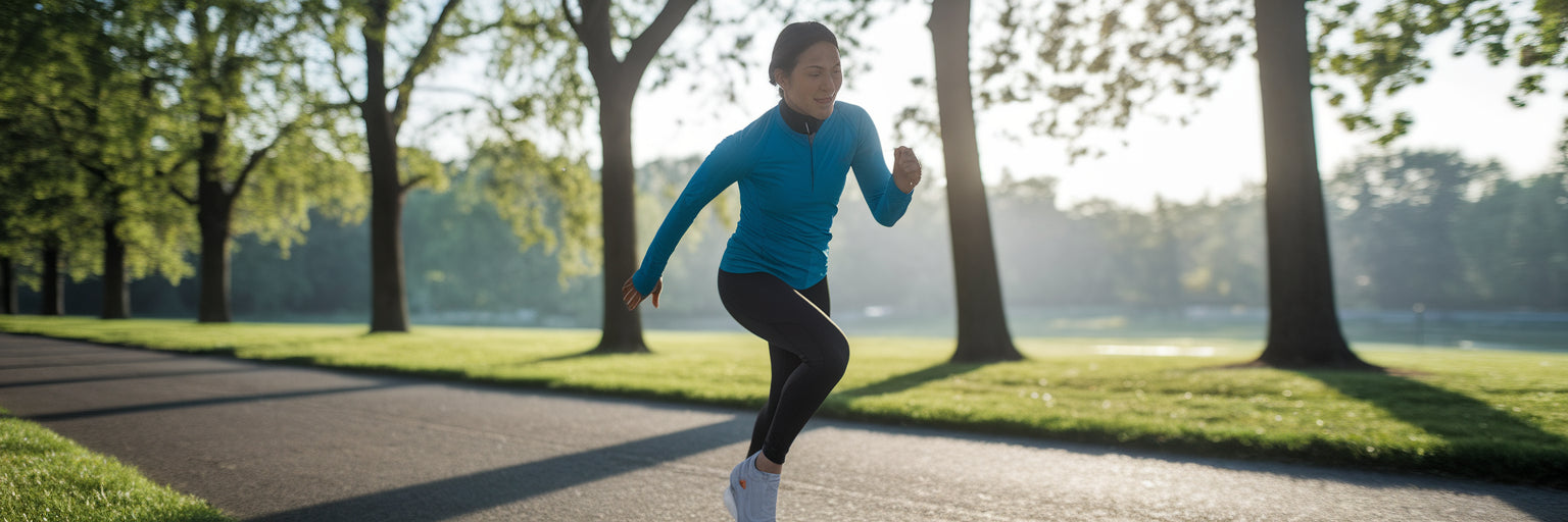 Person energized after a morning run.