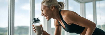 Vegan athlete with post-workout creatine shake.