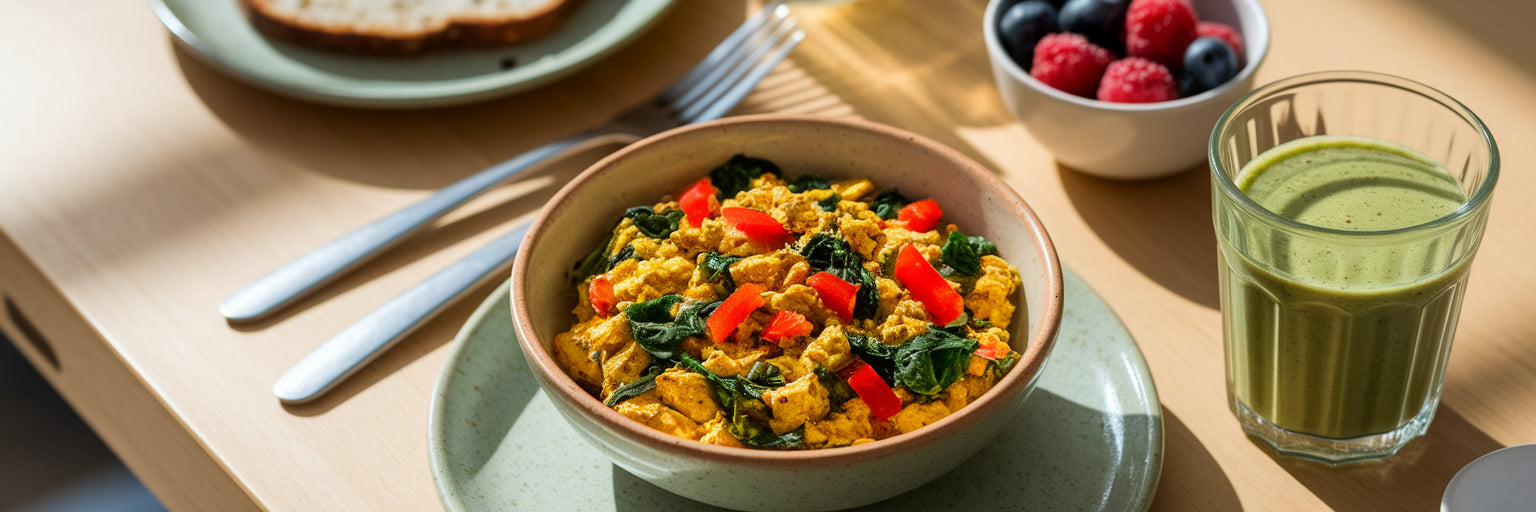 High protein vegan tofu scramble breakfast.