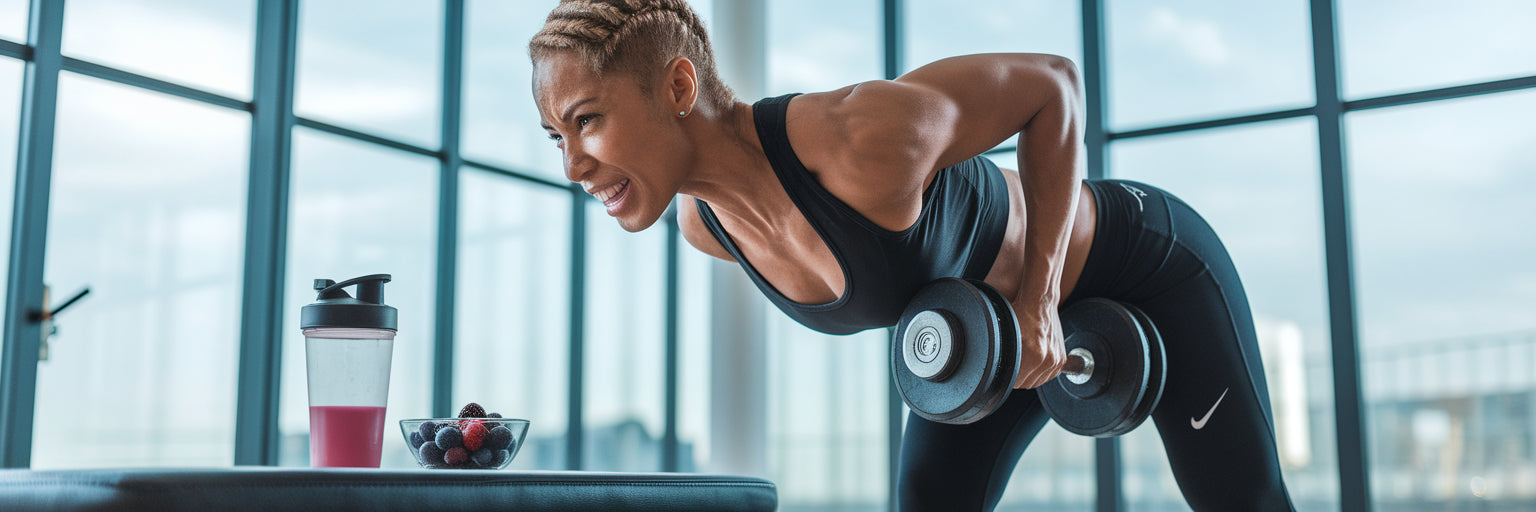 Person strength training at home.