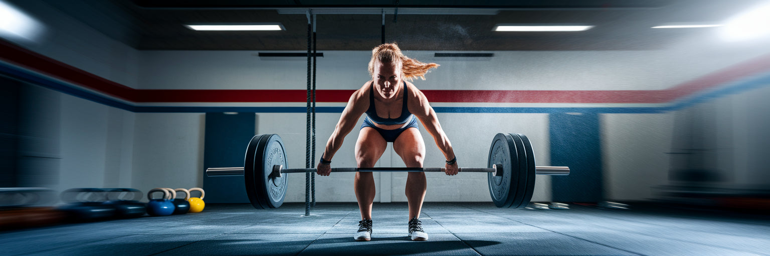 Vegan athlete performing a power clean.