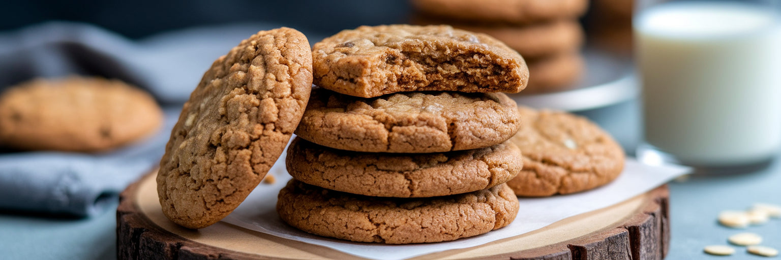 Stack of high-protein vegan cookies.
