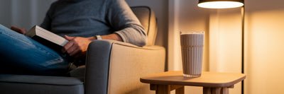 Relaxing with a vegan protein shake