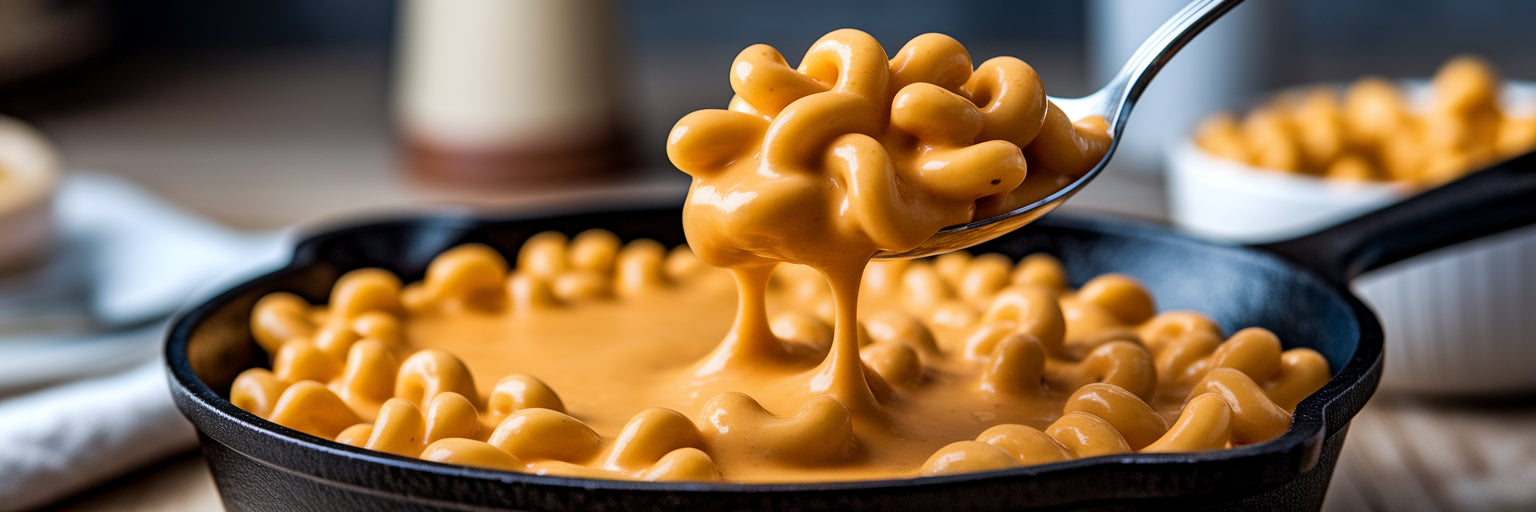 Spoonful of creamy vegan mac and cheese