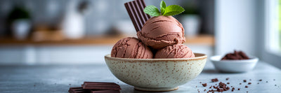 Creamy chocolate high-protein vegan ice cream.
