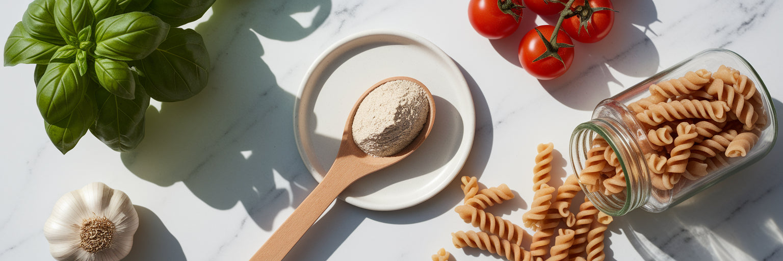 Ingredients for high-protein vegan pasta.