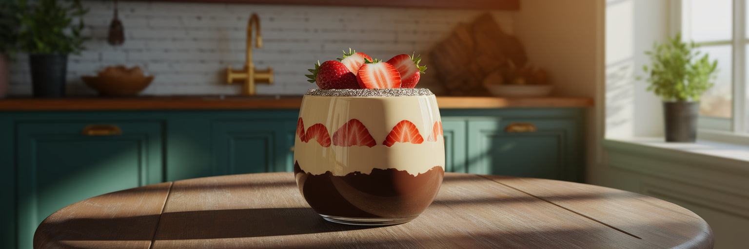 Layered vegan protein dessert parfait
