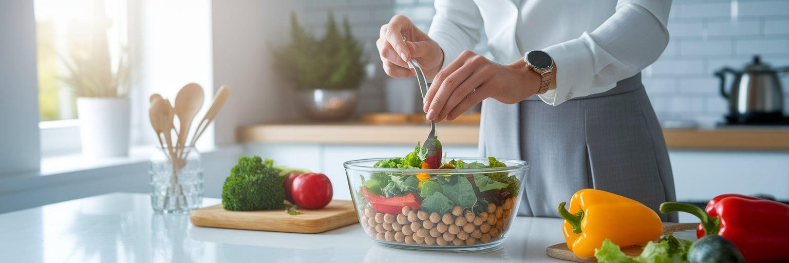 Professional preparing a healthy vegan lunch