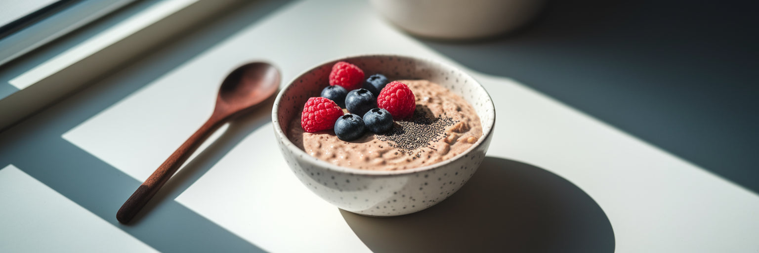 Bowl of high-protein vegan overnight oats