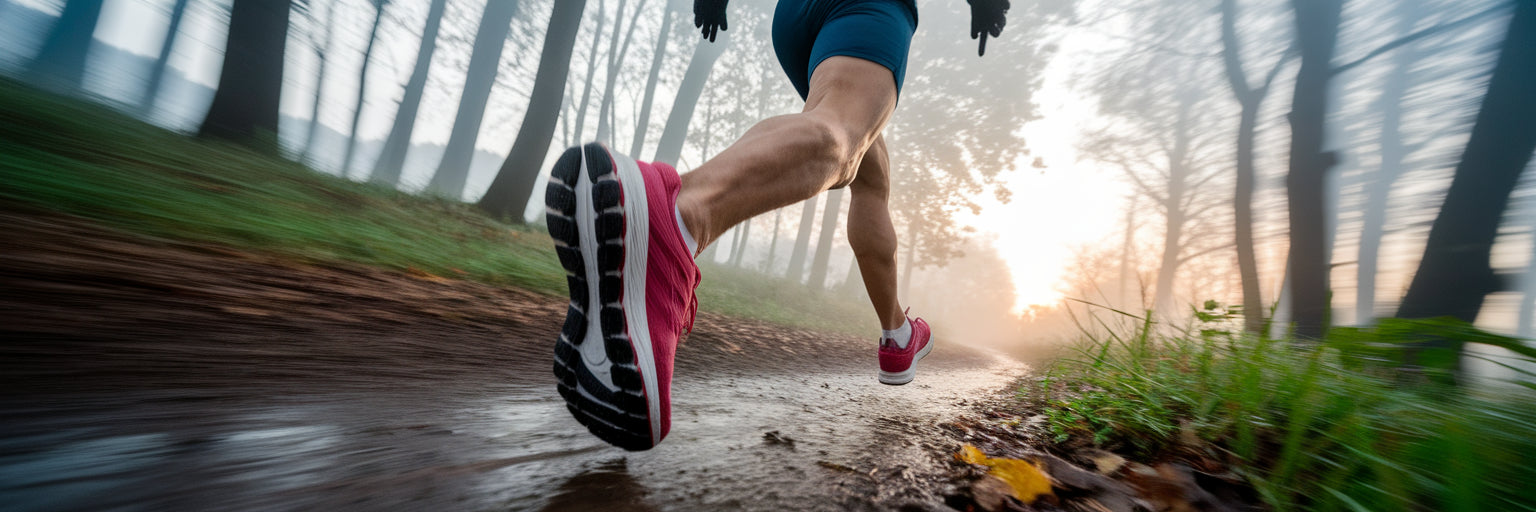 Endurance athlete running on trail.