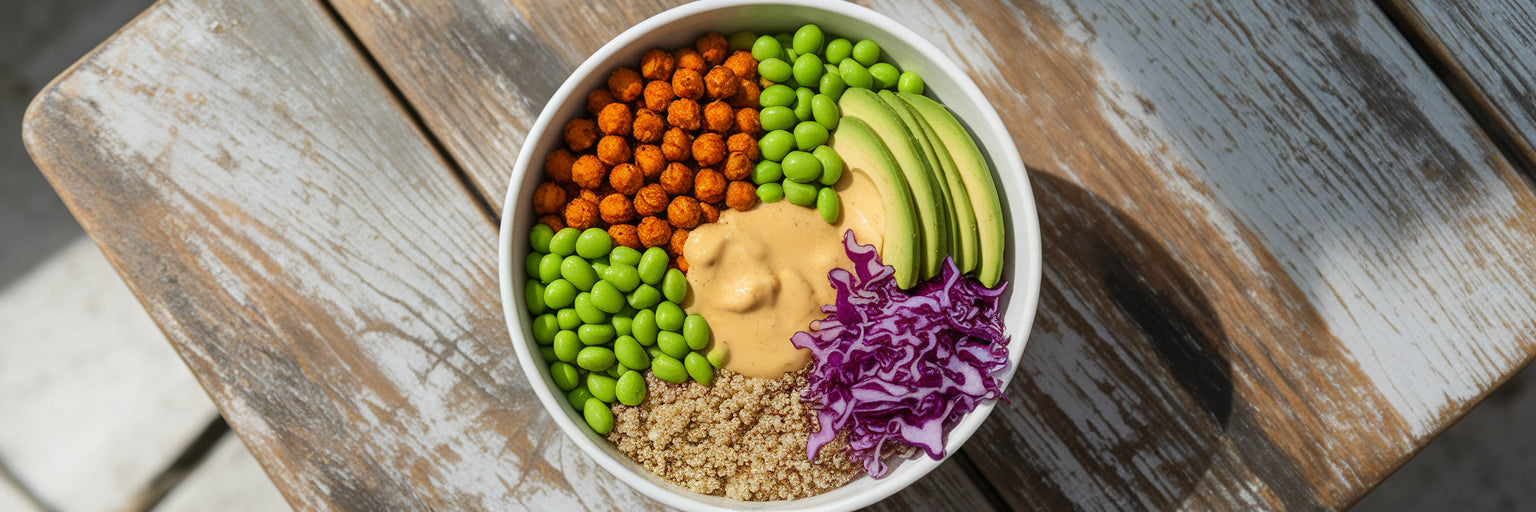 Colorful plant-based protein bowl