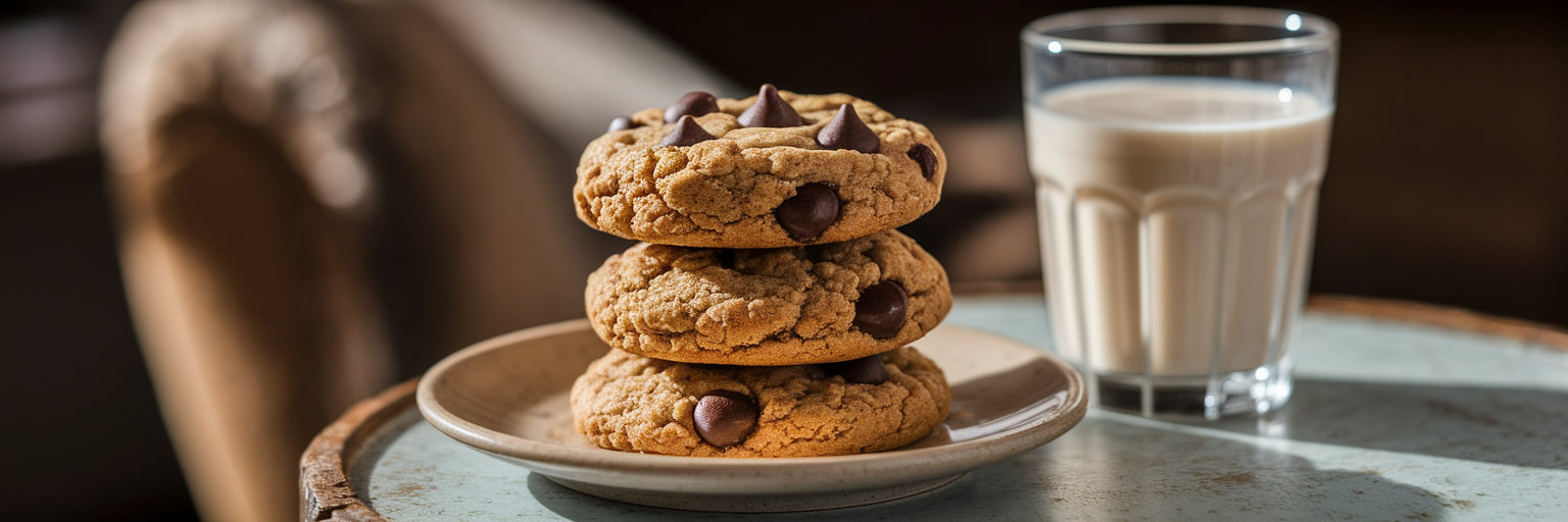 Stack of high protein vegan cookies