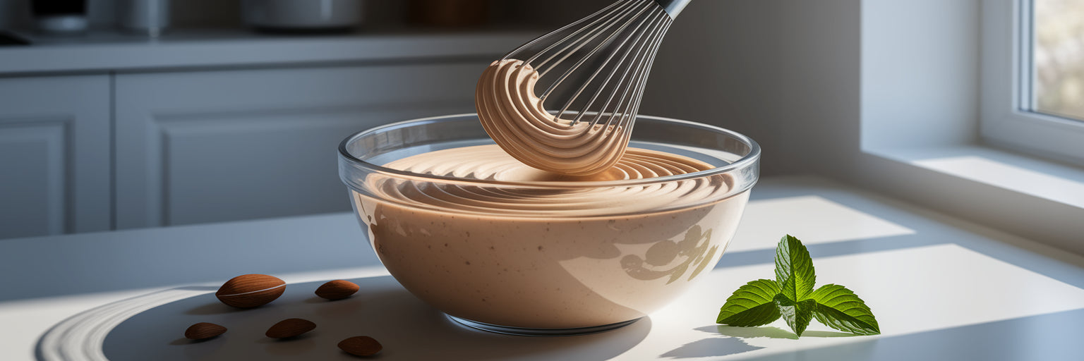 Whisking a smooth vegan protein shake.