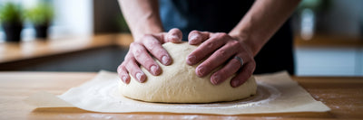 Pressing out gluten free protein pizza dough