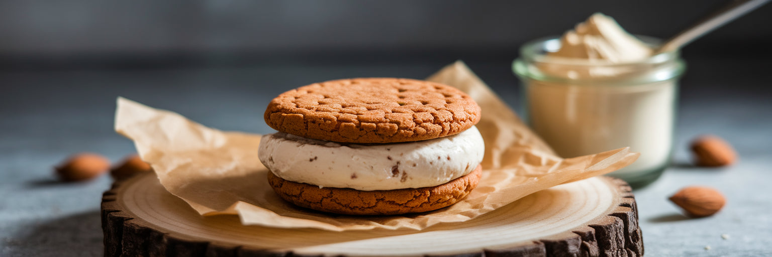 High-protein vegan ice cream sandwich.