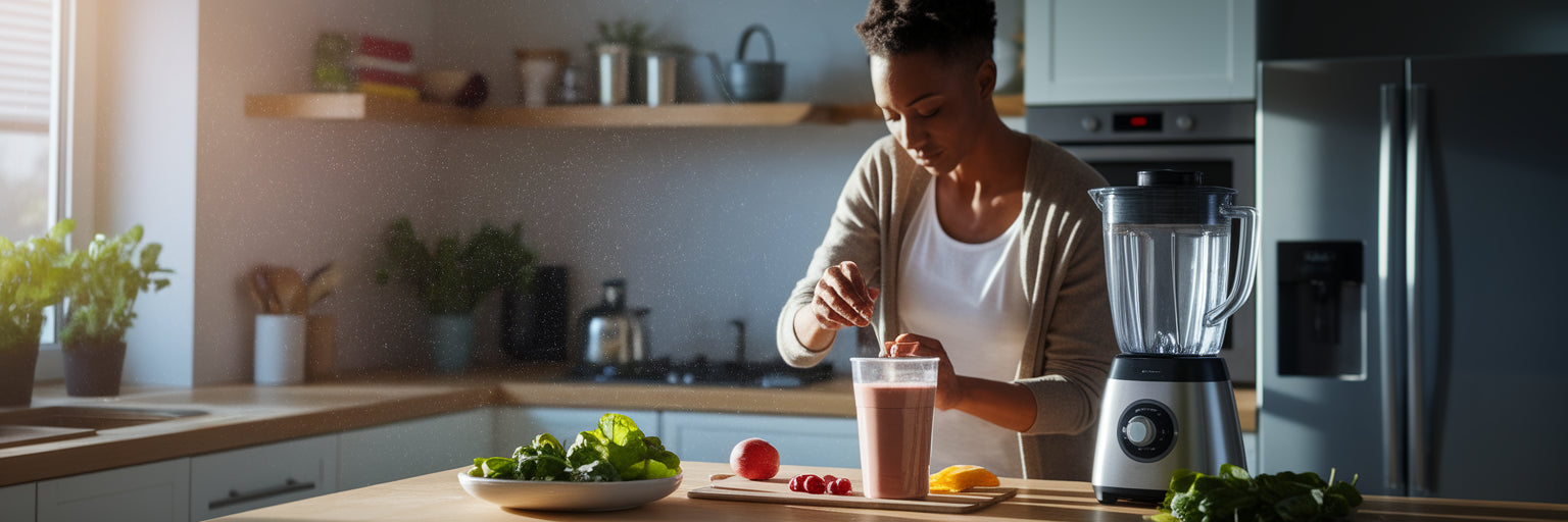 Person making a healthy vegan protein shake