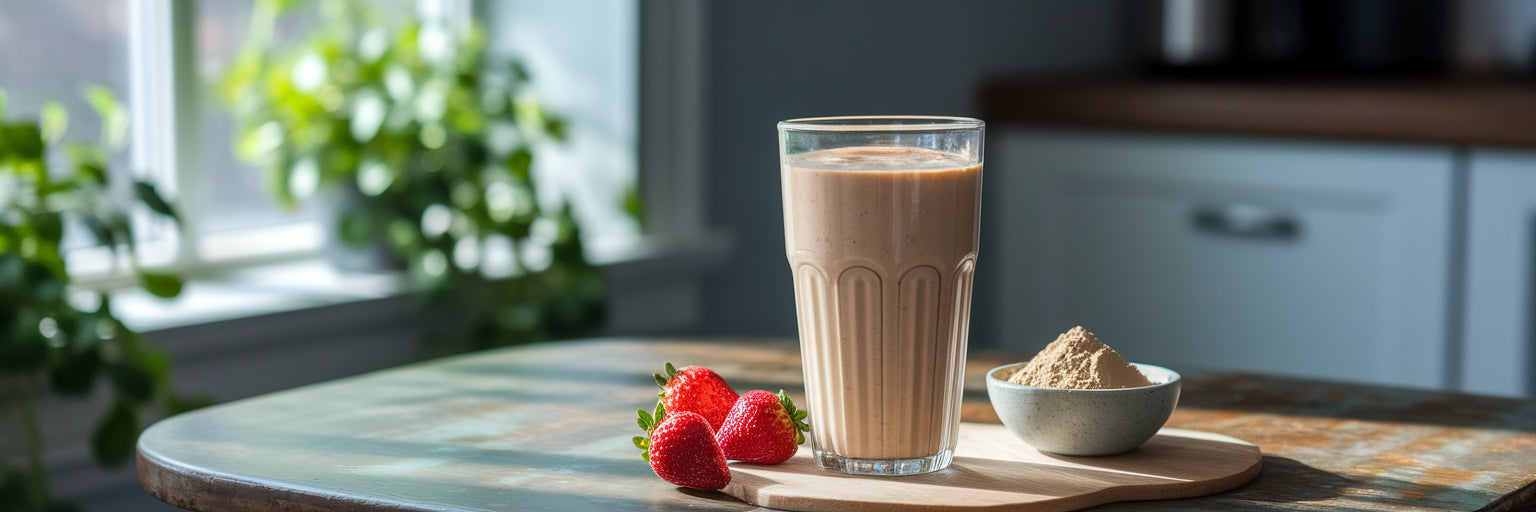 Vegan protein shake with fresh ingredients.