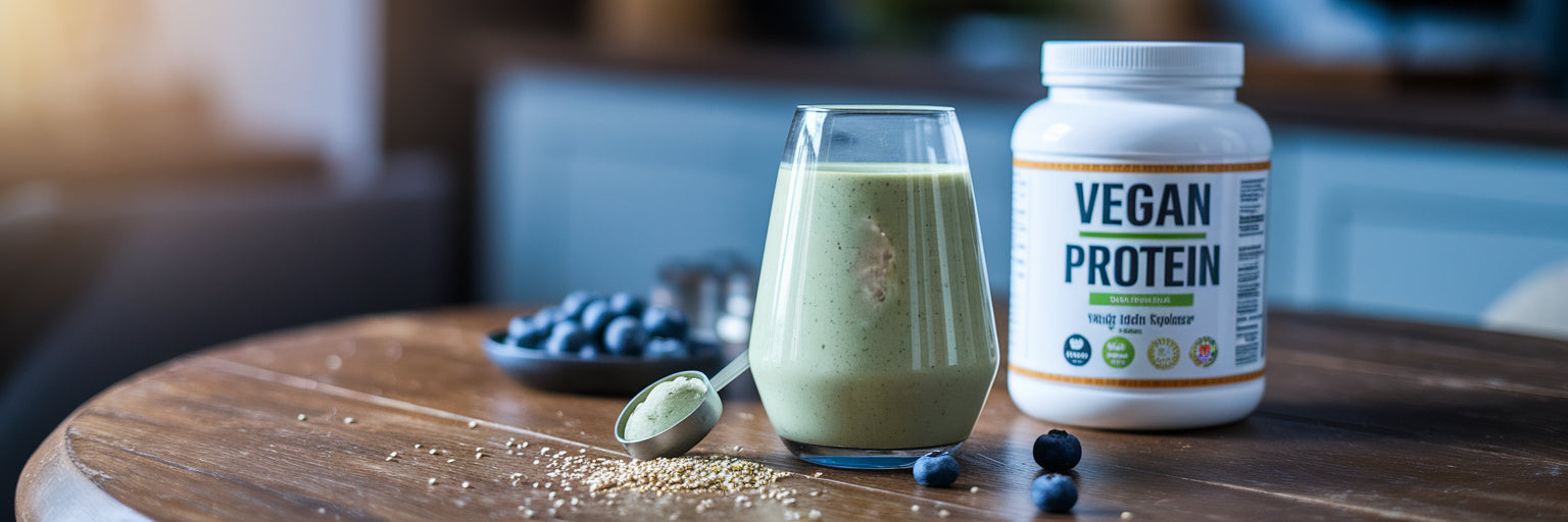 Vegan protein smoothie with ingredients
