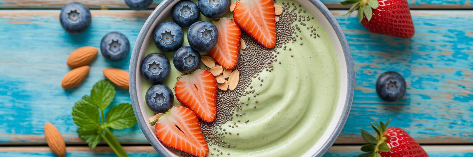 Healthy vegan protein smoothie bowl.