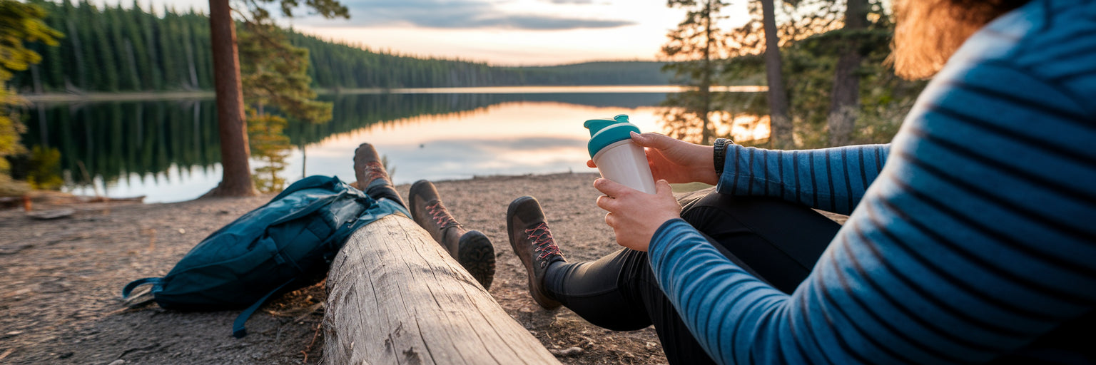 Camper recovering with protein shake