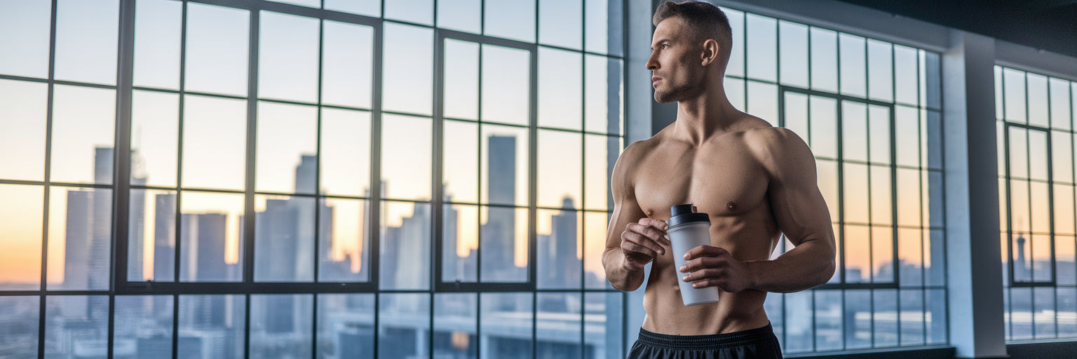 Man with protein shake post-workout.