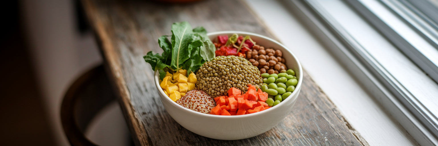 Healthy sustainable vegan protein bowl.
