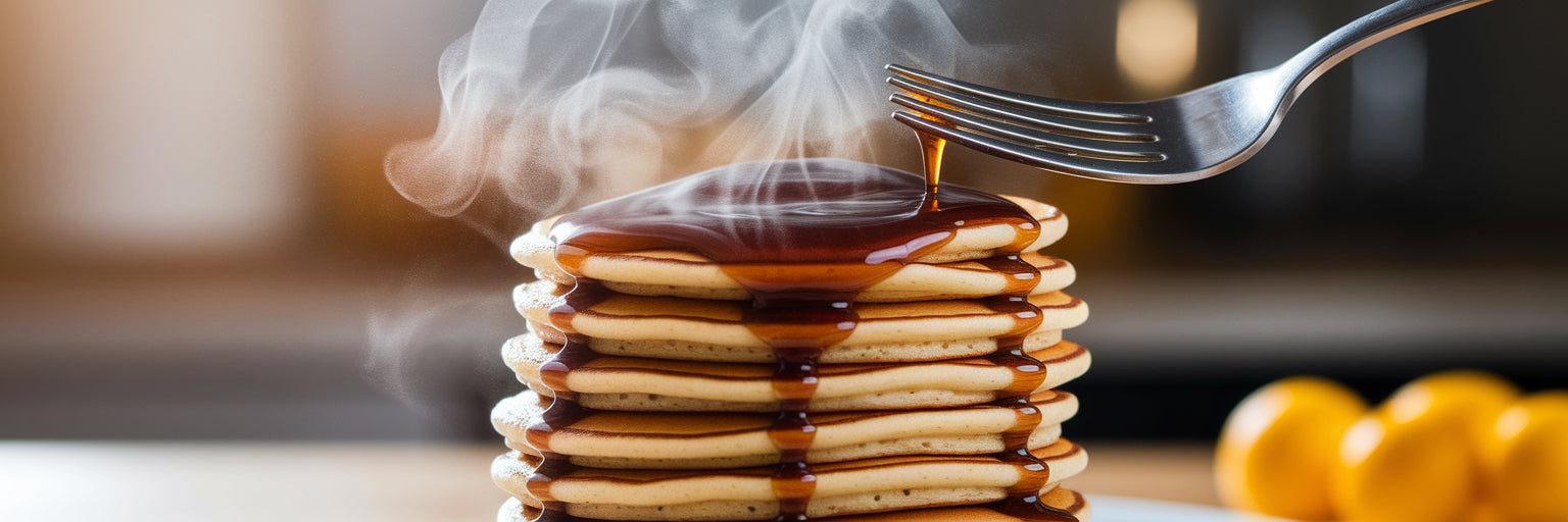 Vegan protein pancakes with syrup.