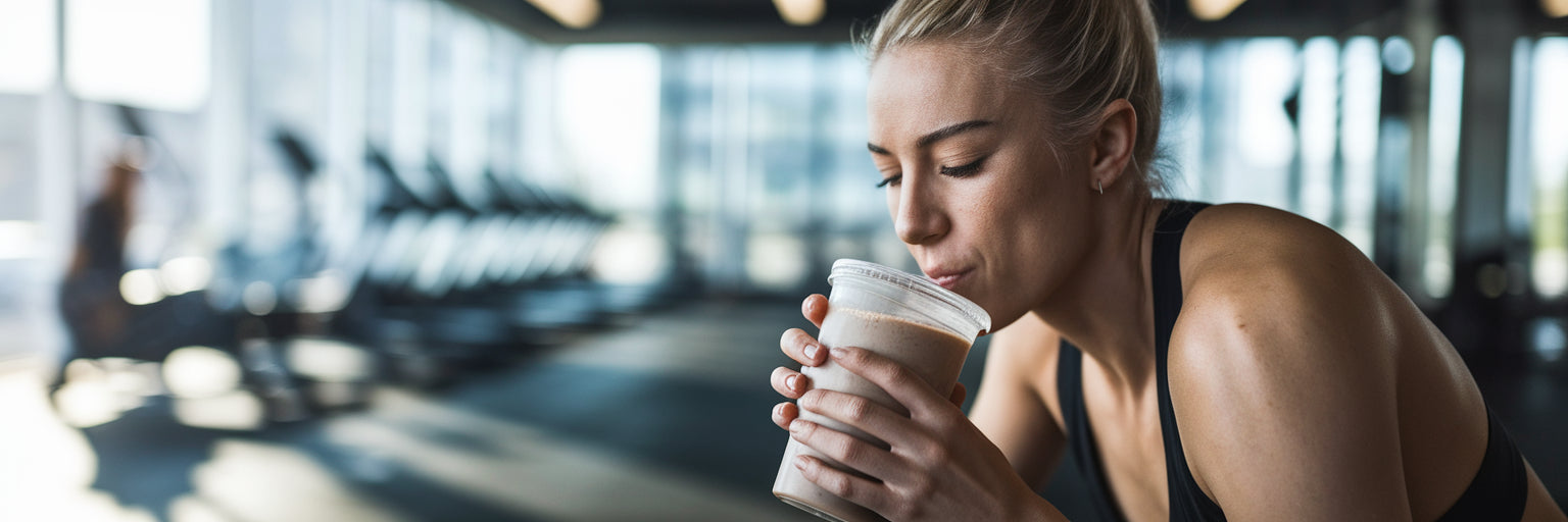 Athlete drinking post-workout vegan smoothie.