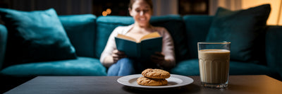 Person relaxing at night ignoring a cookie.