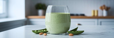 Creamy green smoothie with vegan protein powder.