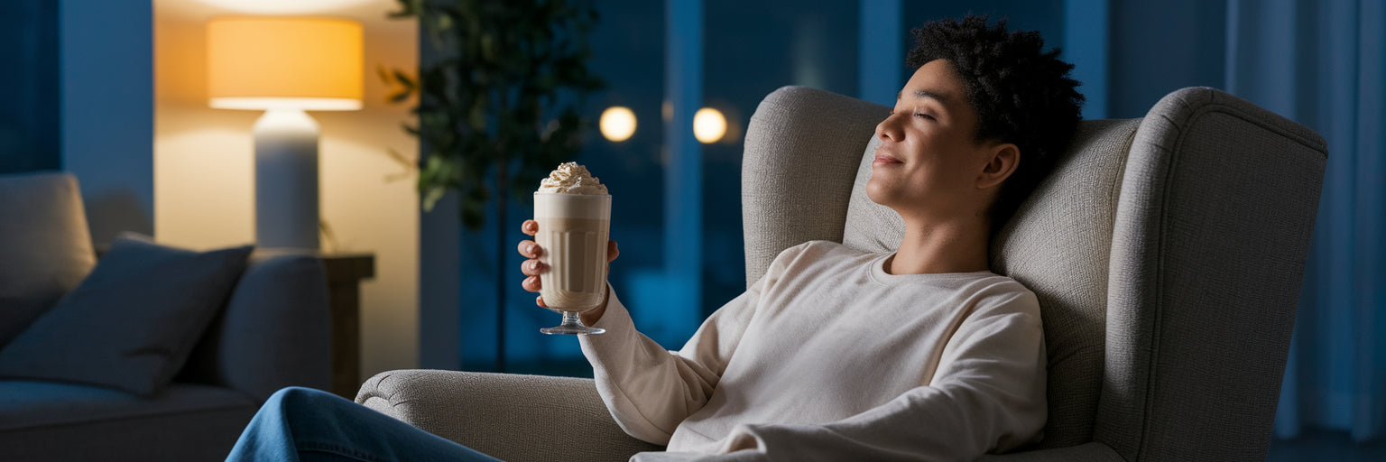 Person enjoying a healthy nighttime shake
