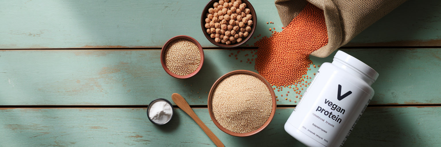 Various plant-based protein sources on table.