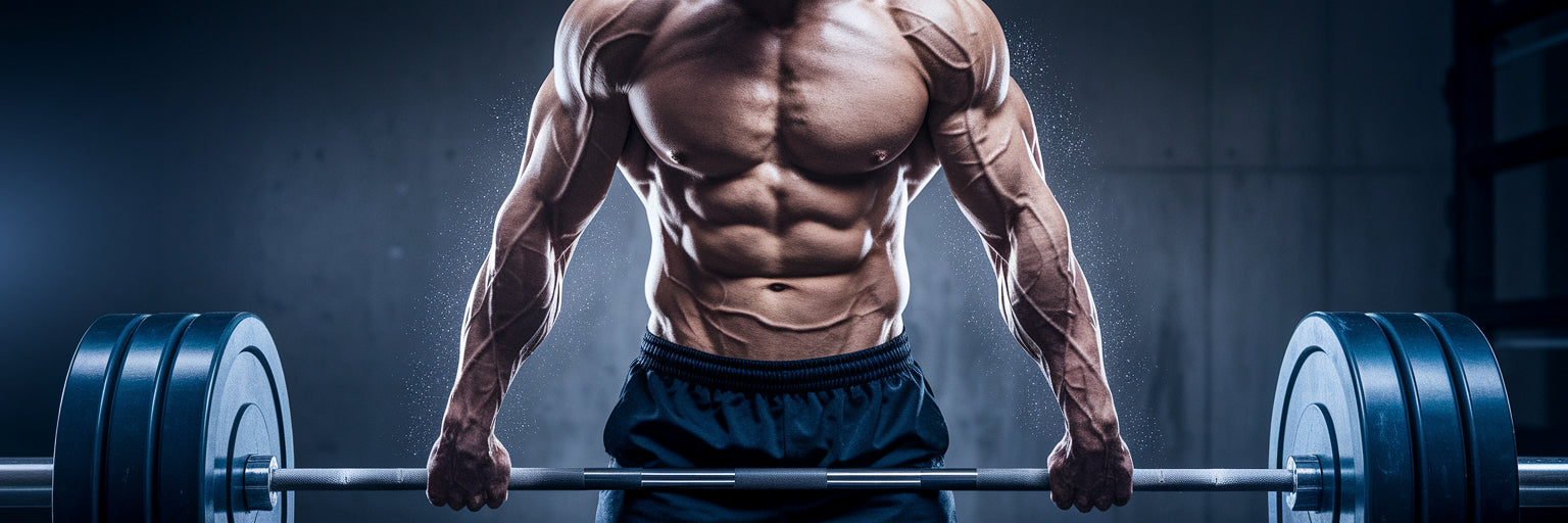 Athlete's back muscles during a powerful lift.