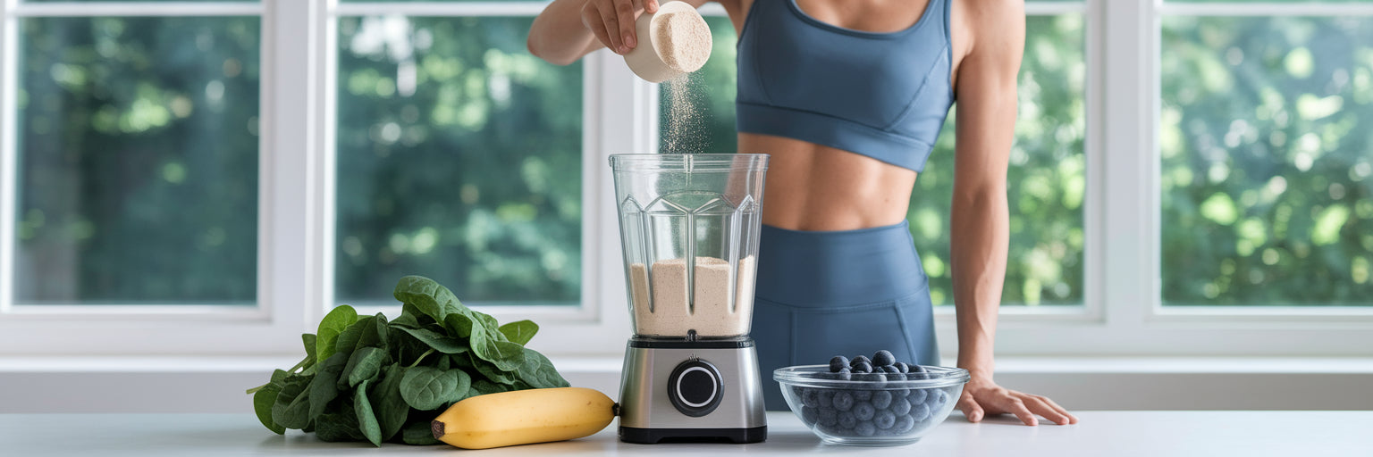 Person making a vegan protein shake