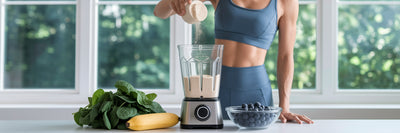 Person making a vegan protein shake