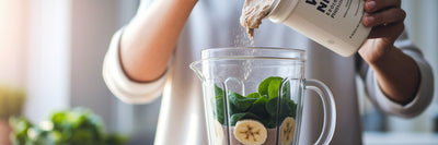 Person making a healthy vegan protein shake.