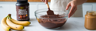 Making vegan protein brownie batter.