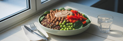 High protein vegan quinoa recovery bowl
