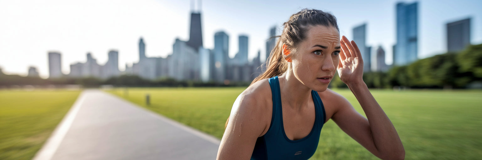 Vegan athlete resting during run.