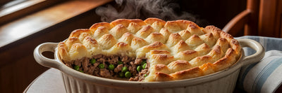 Hearty vegan shepherd's pie in dish